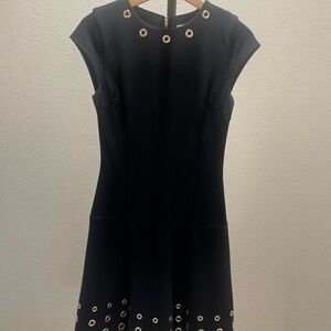 Michael Kors Black Mini Dress with Gold Eyelets